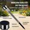 A solar garden light with descriptive text overlays. Produktbild-Vorschau