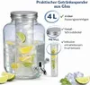 HI - Getränkespender aus Glas mit Zapfhahn Wasserspender 4L Produktbild-Vorschau 4