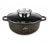 A black speckled pot with a glass lid and silver handles, set against a white background. Náhled obrázku produktu