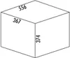 A diagram of a cube with dimensions labeled. Produktbild-Vorschau
