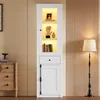Hochschrank Vitrine, Standvitrine mit 2 Türen, 1 Schublade Produktbild-Vorschau 4