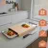Planche à découper en bambou avec 2 tiroirs – Planche de Voir les images du produit 3