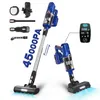 A product image showing a blue and silver cordless vacuum cleaner with various attachments and a digital display. Produktbild-Vorschau