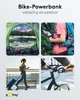 Collage of four images showing different uses of a bike power bank. Produktbild-Vorschau