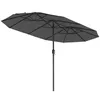A dark gray patio umbrella with two tiers, shown against a white background. Produktbild-Vorschau