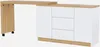 A white and wood-colored multifunctional desk with drawers and wheels, shown against a white background. Anteprima dell’immagine prodotto