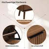 Close-up views of a wooden cabinet's hardware and construction details, presented in a collage format with connecting lines and text labels. Anteprima dell’immagine prodotto