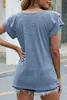 ASKSA Damen T-Shirt Kurzarm V-Ausschnitt Rüsche Sommer Produktbild-Vorschau 5
