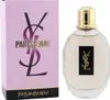YSL Parisienne Eau de Parfum mit rosa Verpackung und transparentem Flakon, goldener Kappe und schwarzem YSL-Logo auf weißem Hintergrund. Voir les images du produit