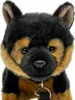 Close-up studio shot of a stuffed German Shepherd puppy wearing a collar and leash. Produktbild-Vorschau