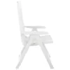 A white plastic garden chair shown from the side. Voir les images du produit