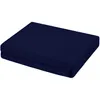 A folded dark blue fitted sheet is shown on a white background. Produktbild-Vorschau