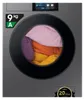 A front view of a Samsung washing machine with laundry inside. Produktbild-Vorschau