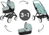 A collage showing a 3-in-1 combination doll stroller in different configurations. Produktbild-Vorschau