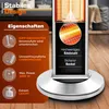 A close-up view of a heater's features and design elements, with text overlays and icons. Náhled obrázku produktu