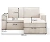 A diagram of a beige sectional sofa with dimensions indicated. Produktbild-Vorschau