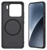 A black phone case and a black smartphone are displayed side-by-side against a light gray background. Produktbild-Vorschau
