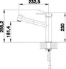 A technical drawing of a faucet with dimensions indicated. Produktbild-Vorschau