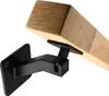 A black metal handrail bracket is attached to a wooden handrail. Náhľad obrázku produktu