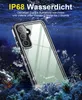 A smartphone in a waterproof case submerged underwater with coral and fish visible. Produktbild-Vorschau