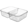 A clear, studio shot of a transparent, two-compartment food storage container with its lid on, against a white background. Náhľad obrázku produktu