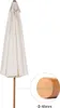 A closed umbrella with a close-up detail of its wooden pole diameter. Produktbild-Vorschau