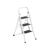 A white three-step folding ladder with black treads, shown against a white background. Produktbild-Vorschau