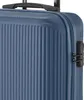 Close-up view of a blue suitcase with a textured surface and a built-in combination lock. Náhľad obrázku produktu