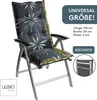 A chair cushion on a chair with dimensions indicated. Produktbild-Vorschau