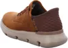 A side view of a brown Skechers slip-on shoe. Voir les images du produit