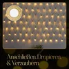 A net of warm white LED lights is displayed against a wall, with text below suggesting how to use it. Produktbild-Vorschau