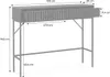 A technical drawing with dimensions of a console table with two drawers. Produktbild-Vorschau