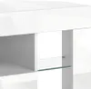 Close-up of a white, high-gloss furniture piece with a glass shelf. Náhled obrázku produktu