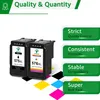 Two ink cartridges are shown against a background of CMYK color squares, with marketing text on the right. Produktbild-Vorschau