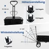 Diagrams illustrating the height and angle adjustment features of a foldable wagon. Náhled obrázku produktu