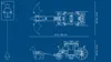 Blueprint-style diagram showing the dimensions of a LEGO set, including a minifigure, a dragon-like vehicle, and a carriage pulled by a horse. Náhled obrázku produktu