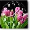 Wanduhr - Quadrat - Glasuhr - Tulpen Blumenstrauß Tau Produktbild-Vorschau 1