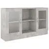 A gray wooden cabinet with glass doors and shelves. Produktbild-Vorschau