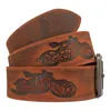 Büffelleder Gürtel 38 mm breit mit Motorrad Motiv Produktbild-Vorschau 5