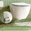 A wall-mounted toilet with a bidet function, showing a close-up of the control lever. Podgląd zdjęcia produktu