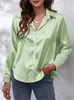 ASKSA Damen Satin Bluse V-Ausschnitt Hemde Elegant Knoepfen Produktbild-Vorschau 4