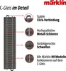 A close-up diagram of a model train track with callouts highlighting its features. Produktbild-Vorschau