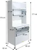 A white metal kitchen cabinet with dimensions labeled. Anteprima dell’immagine prodotto