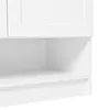A close-up view of a white cabinet with an open shelf. Produktbild-Vorschau
