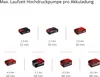 A grid of different battery packs with their corresponding run times for a high-pressure pump. Produktbild-Vorschau