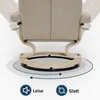 A close-up view of the base of a beige fabric recliner chair, highlighting its 360-degree swivel and smooth motion features with illustrative graphics and text. Anteprima dell’immagine prodotto