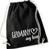 Huuraa Turnbeutel Germany my love 12 Liter Black Baumwolle Produktbild-Vorschau 1