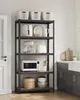 A multi-shelf storage unit filled with kitchen appliances and baskets, placed in a kitchen or utility room setting. Produktbild-Vorschau