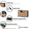 Collage of product images and text describing features of a piece of furniture. Náhled obrázku produktu