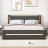 A modern upholstered bed with LED lighting in a bedroom setting. Anteprima dell’immagine prodotto